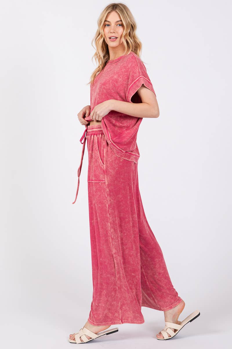 Sewn and Seen - Wholesale Lounge Set - Women's - MINERAL WASHED TOP AND PANTS RIB SETS26