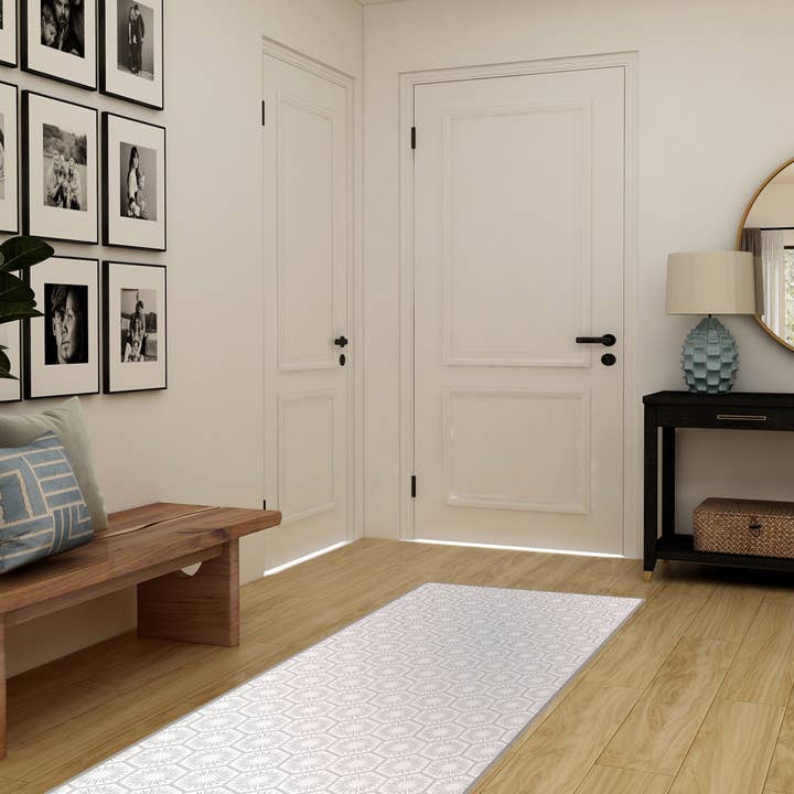 Tempaper & Co ® - Wholesale Floor Mat - Hello Sunshine Grey Vinyl Floor Mat, 36" x 90"2