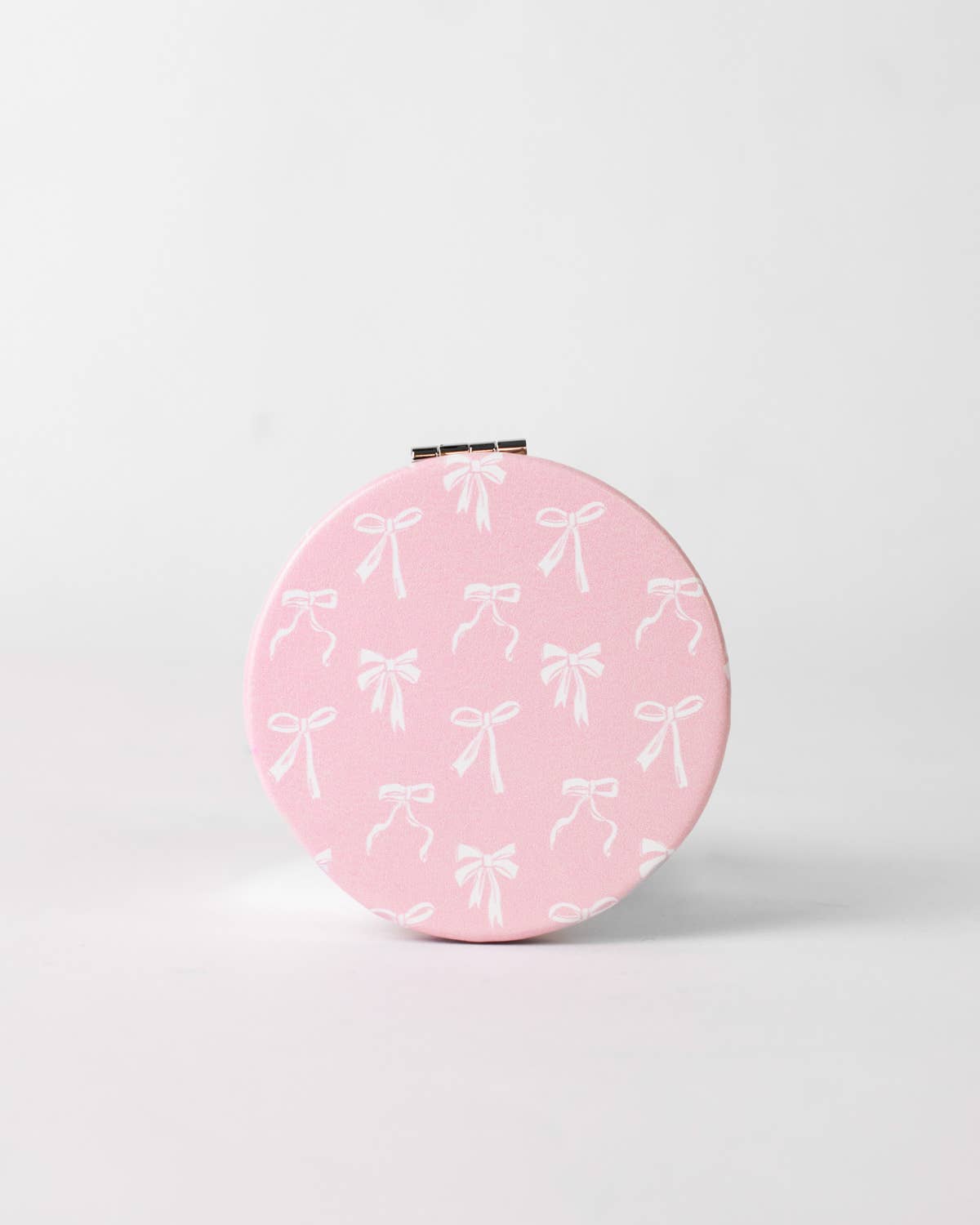 The Royal Standard - Wholesale Compact Mirror - Hannah Bow Pocket Mirror   Pink/White   2.75"1