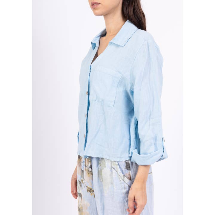 LINEN & COTTON HOUSE - Wholesale Buttoned-down shirt – Women's - 6235 SHORT LINEN SHIRT WITH FRONT POCKET28