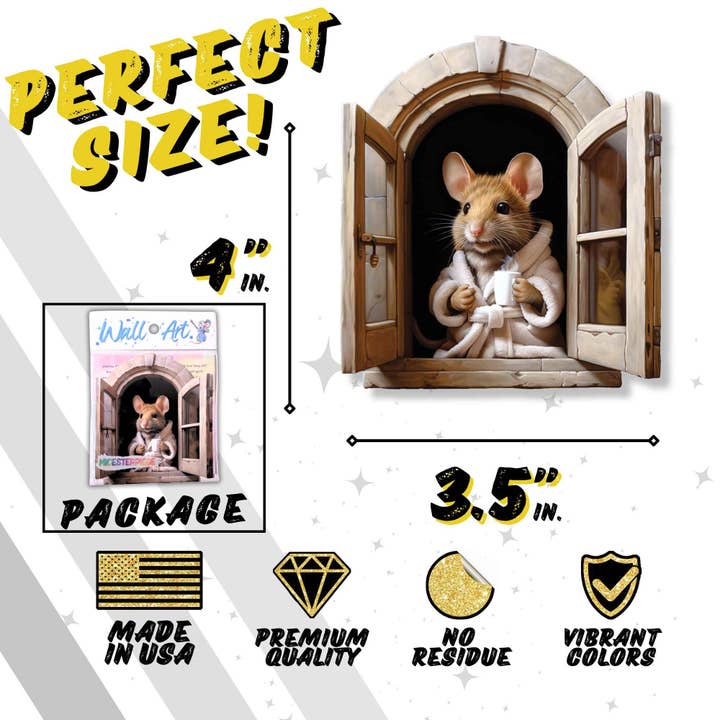 Micesterpiece - Wholesale Wall Decal/Stickers - 3D Mocha Mouse Wall Sticker Decal - Micesterpiece4