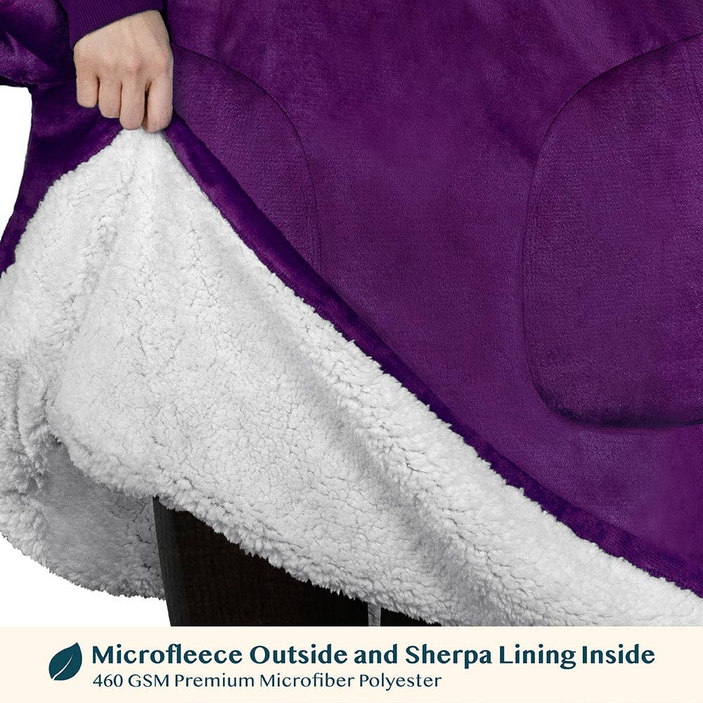 Pavilia - Wholesale Hoodie - Women's - Chest Pocket Sherpa Hoodie Blanket - Patch Pocket (Regular / Long)57