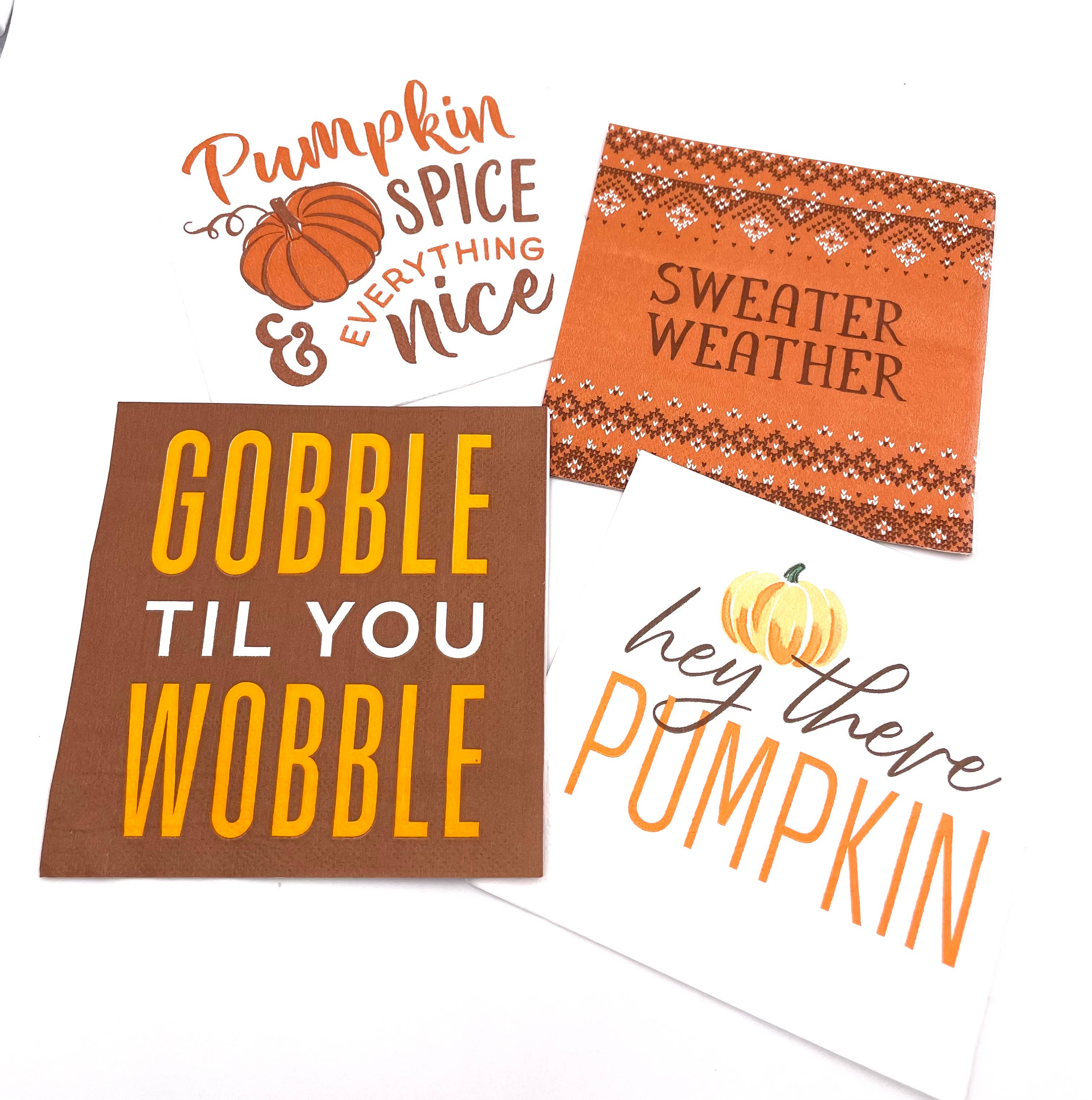 soiree-sisters - Wholesale Disposable Napkin - Thanksgiving/Fall Cocktail Napkins Gobble Til You Wobble20ct5