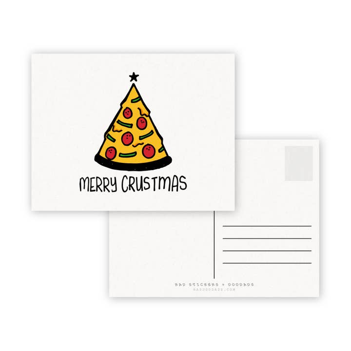 Merry Crustmas A2 Double Sided Postcard for wholesale by RAD Stickers + Doodads
