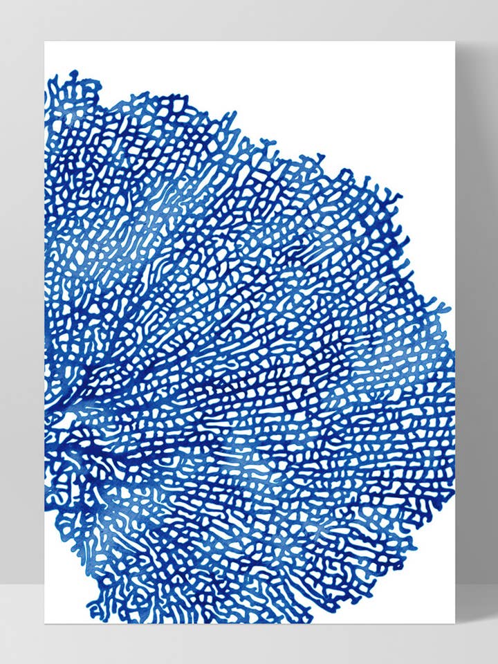 Coastal Wall Art Print Coral Sea Fan Blue Watercolour Poster for wholesale by PRINT AND PROPER