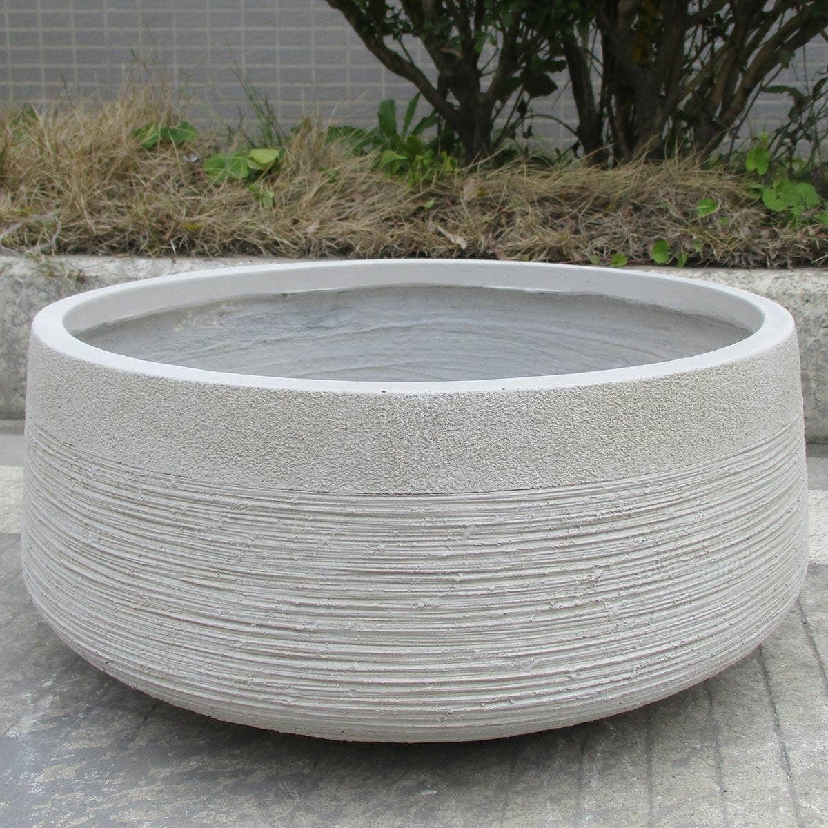 Idealist Lite Fibrestone Planters - Wholesale Plant Pot - IDEALIST Ribbed Light Concrete Bowl Planter10