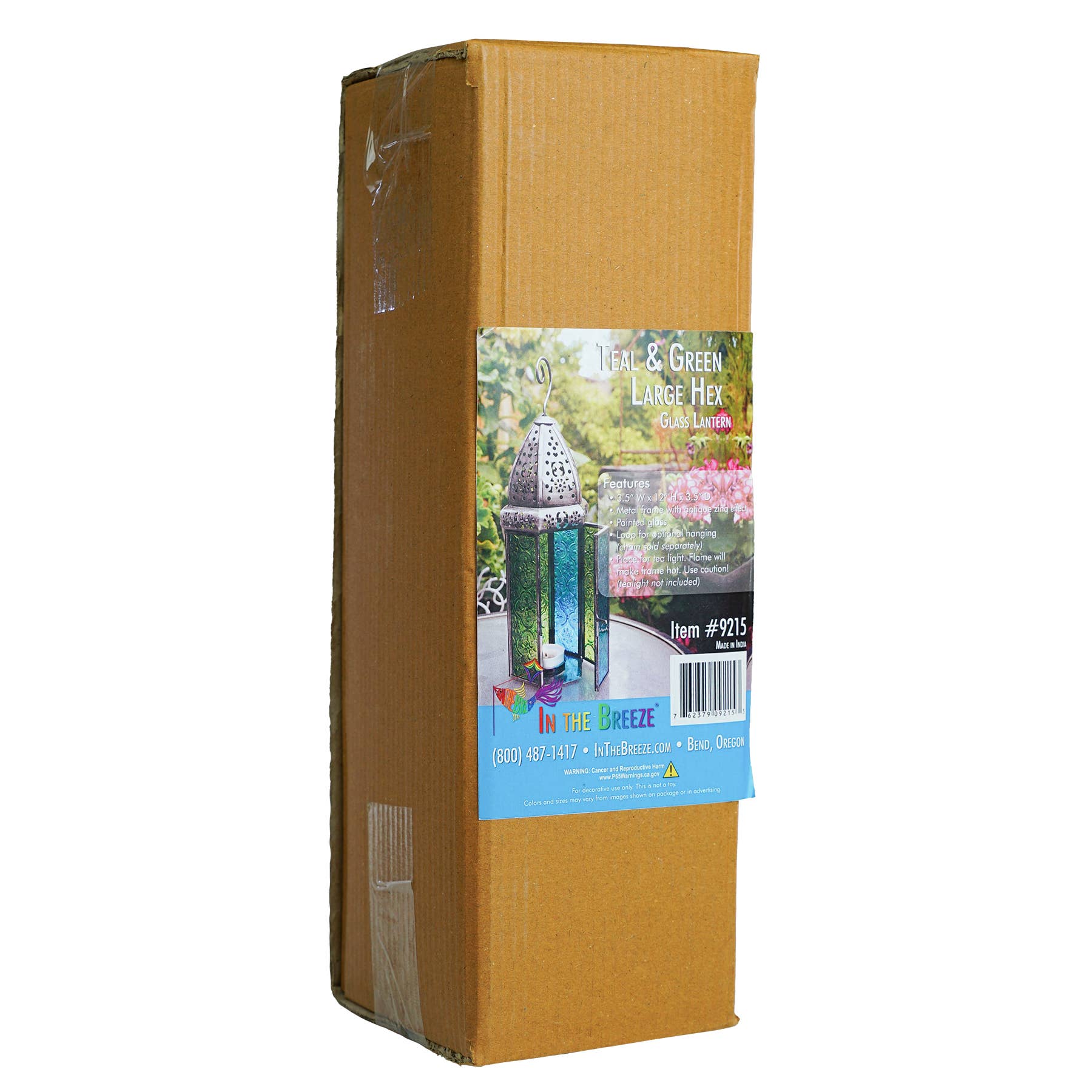 In the Breeze, LLC. - Wholesale Candle Holder - Large Teal & Green Hex Glass Tealight Lantern5