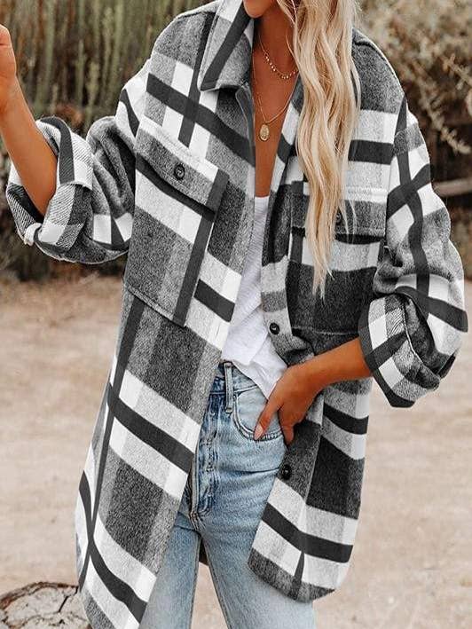 chaqueta casual de manga larga a cuadros para venta al por mayor de Fashion Combination