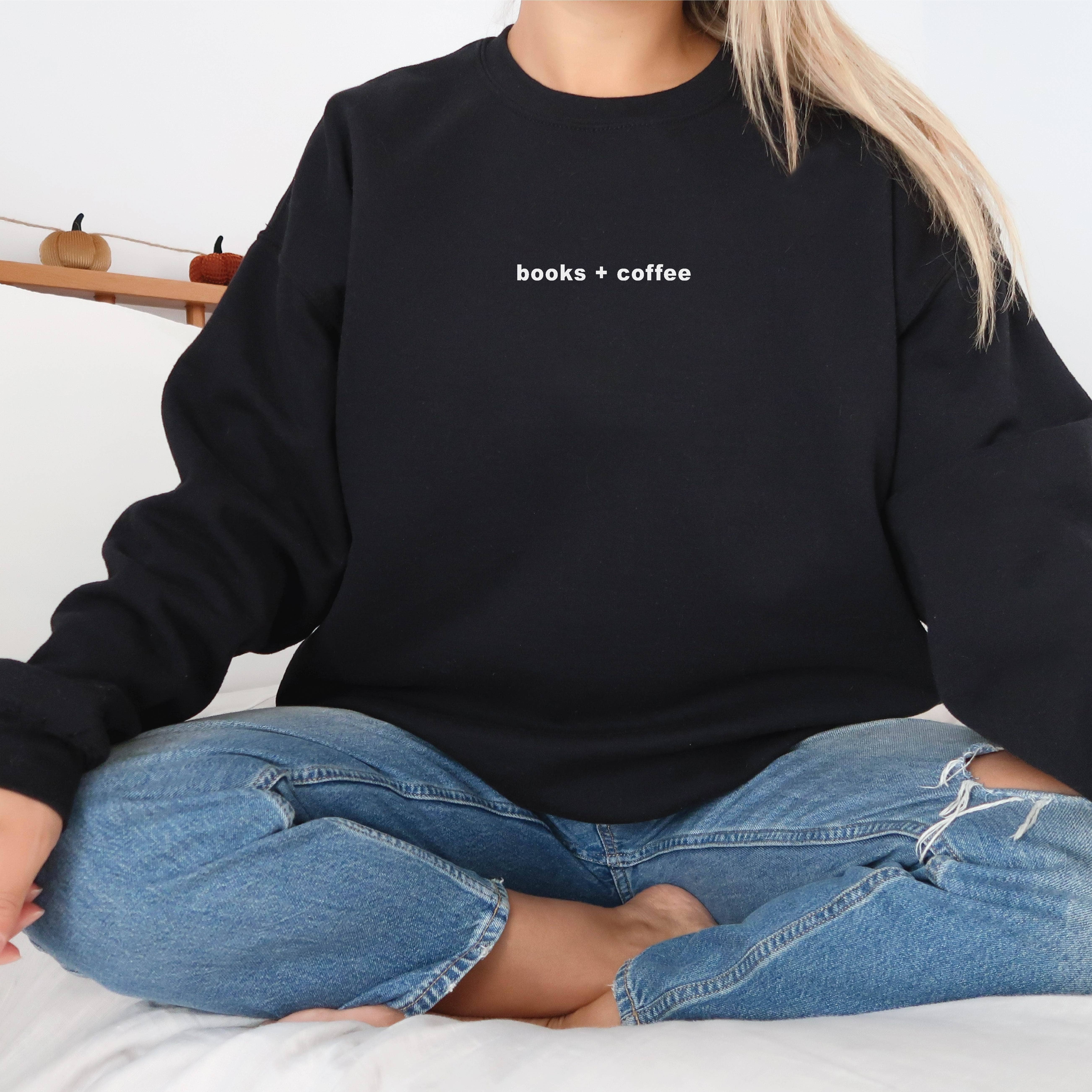 P E T I T R U E - Wholesale Sweatshirt - Women's - EMBROIDERED Books Crewneck Sweatshirt Coffee Book Lover Gift8