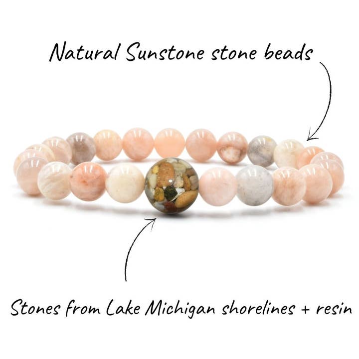 Homes Bracelets - Wholesale Beaded Bracelet - Wear a Real Piece of Lake Michigan - Sunstone