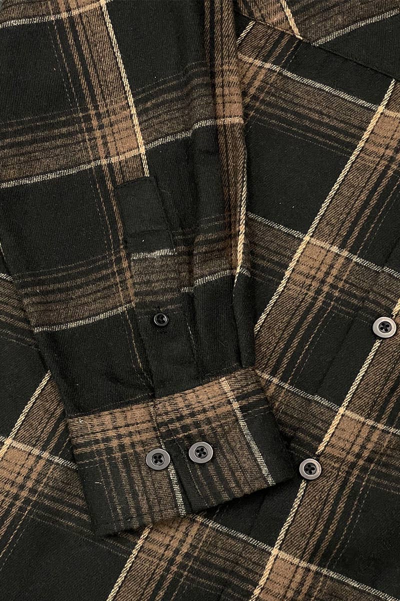 WEIV - Wholesale Button Down Shirt - Men's - Full Checkered Long Sleeve Flannel Button Shirt2