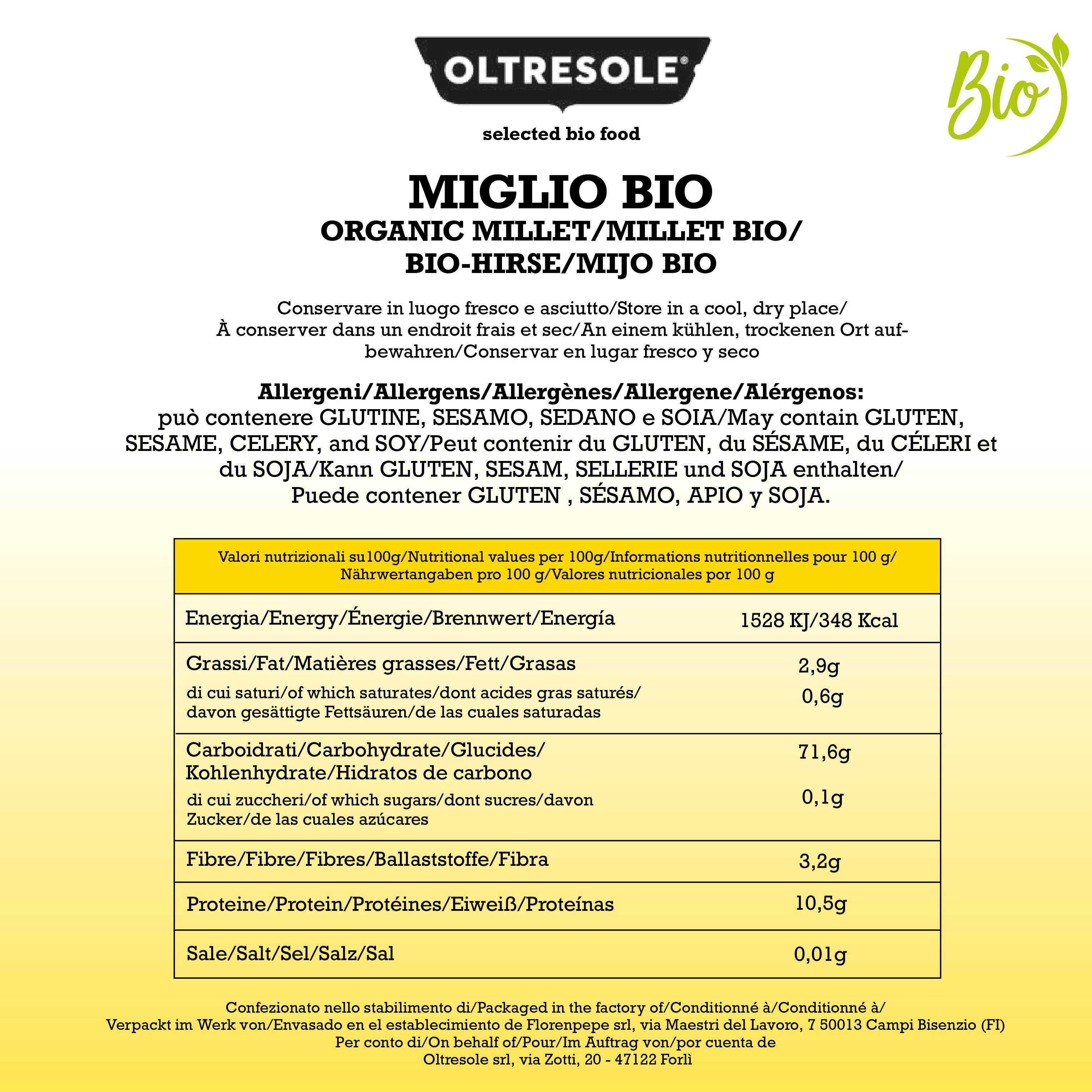 Oltresole - Wholesale Whole Grains - ORGANIC MILLET 1 Kg6