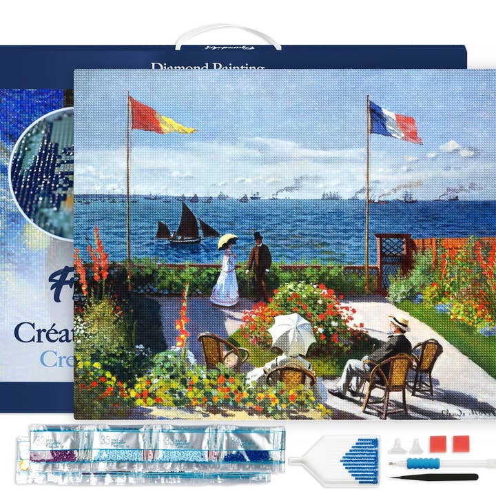 Pintura de Diamante - Terraço em Sainte-Adresse - Monet emoldurado por atacado de Figured'Art