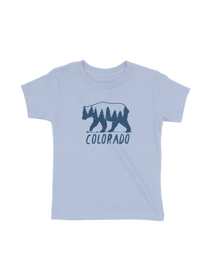 Colorado Mountains Bear Silhouette Toddler Shirt for wholesale by Buffalo Mountain Print + Supply