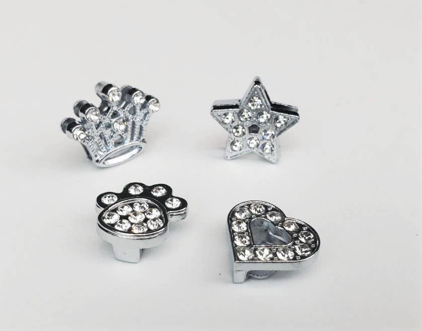 House of FurBaby - Wholesale Pet Collar Charm - Cat/Dog - Letter & shape charms - 10 pack silver bling or matte  10mm2