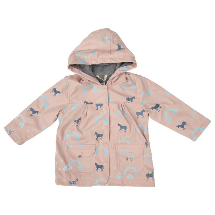 Korango Australia - Wholesale Raincoat - Kids - Colour Change Unicorn Raincoat Dusty Pink