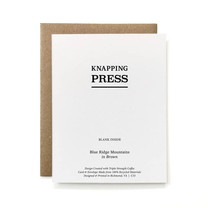 Knapping Press - Wholesale Stationery/Notecard Set - Set of 6 - 100% Recycled Blue Ridge Mountain Card Collection5
