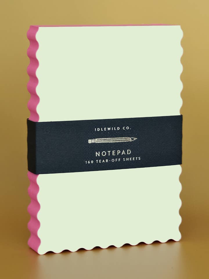 Mini Wave Shaped Notepad | Citron + Hot Coral Edge for wholesale by Idlewild Co.