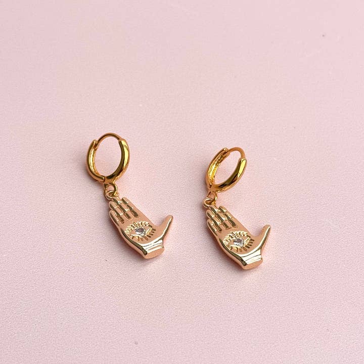 Golden Hour Designs - Wholesale Huggie Earrings - Palm Reader Huggie Earrings - Mystical, Witchy, Hypoallergenic1