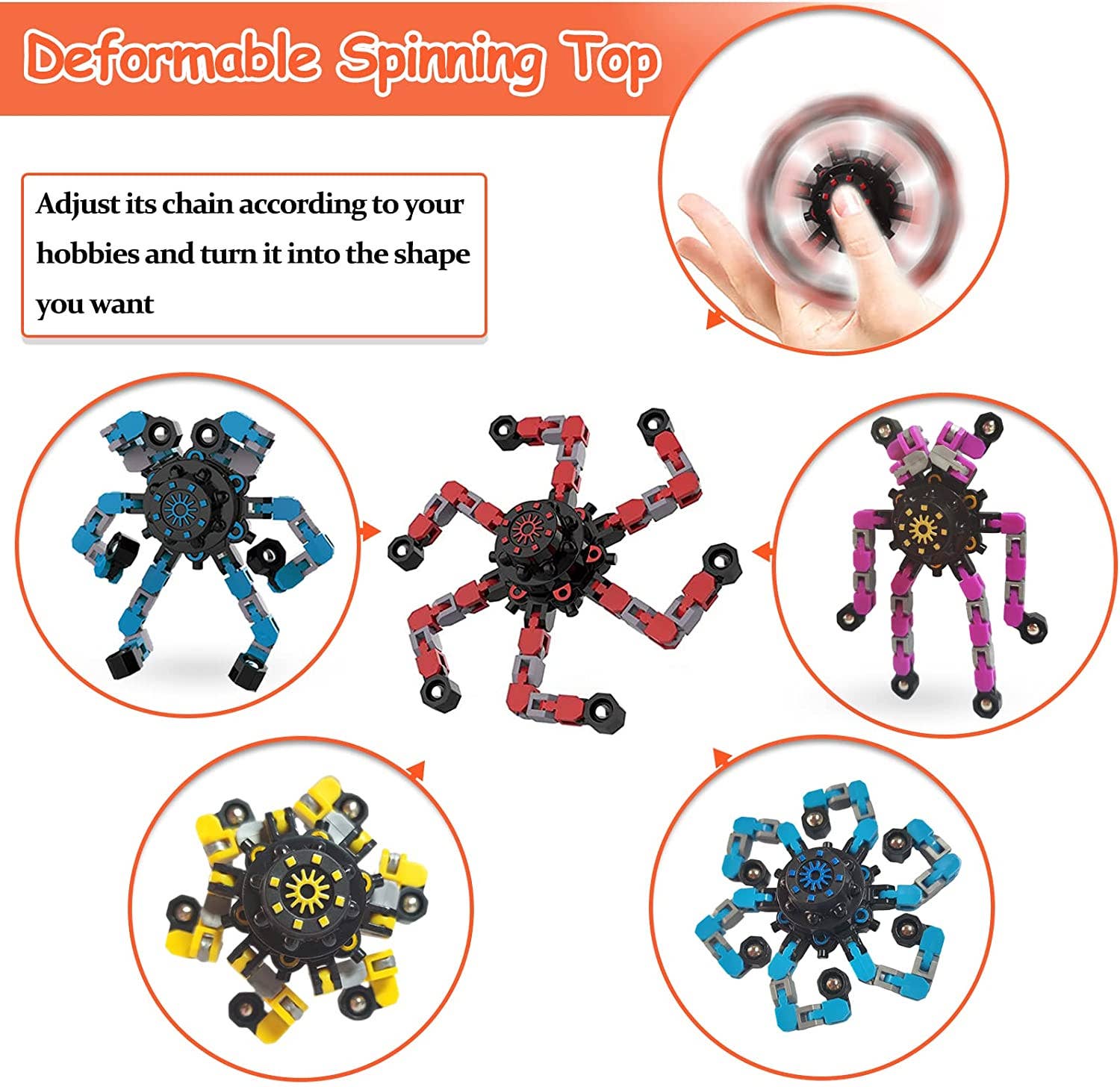 Texas Toy Distribution - Wholesale Fidgetspeelgoed - Kinderen - Gyro Formatron Fidget Spinner met verstelbaar armdisplay7