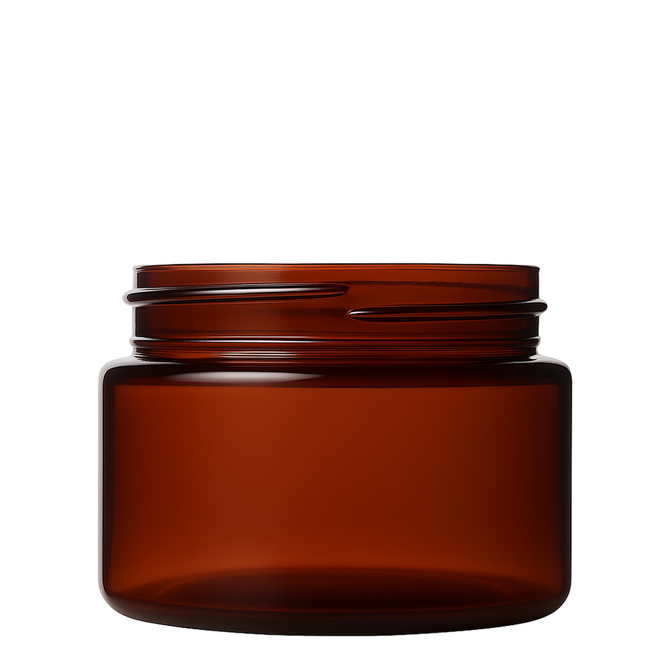 AfroCosmetics & Culture - Wholesale Jar - 4 oz Amber Plastic Jar with Black Ribbed Cap Cosmetic Jars0