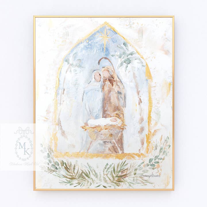 'Holy Family Creche' Paper Print for wholesale by Mackenzie Kissell Art