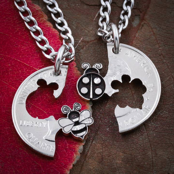 Lady Bug and BumbleBee Best Friends Necklaces for wholesale by NameCoins