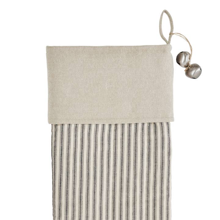 VHC Brands - Wholesale Holiday Stocking - Sawyer Mill Charcoal Ticking Stripe Stocking 12x20