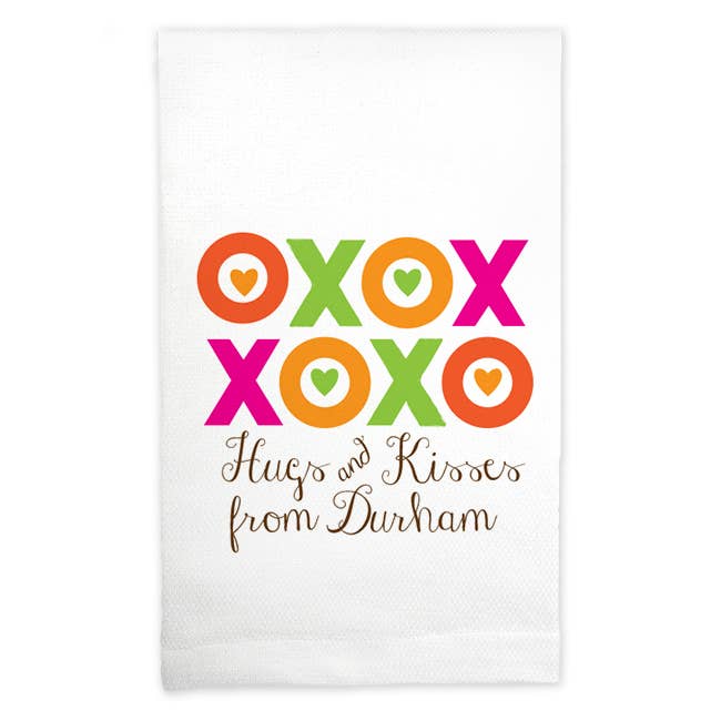 Toalha Huck - Abraços e beijos da (cidade) por atacado de Mariasch Studios