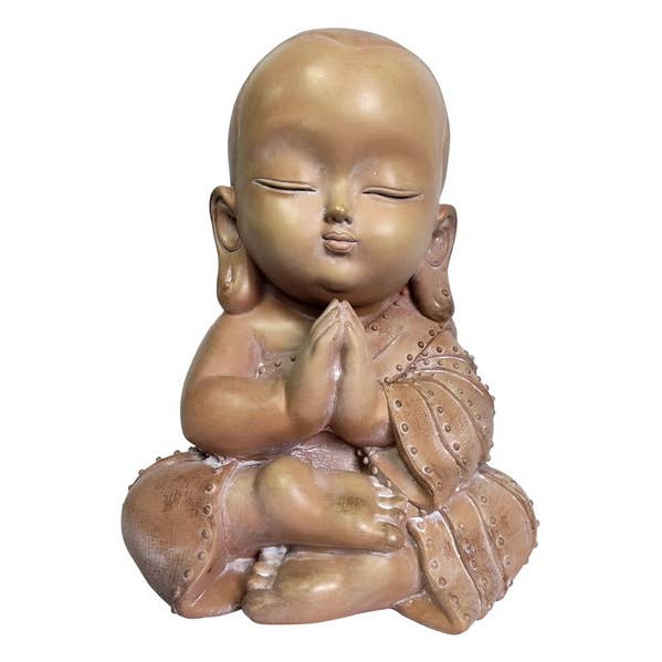 36cm Praying Buddha Monk In Antique Finish for wholesale by Cubby House by Malmar