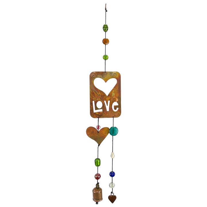 Iron Bell Chimes - Love Flamed Copper 24" for wholesale by Jafsons International