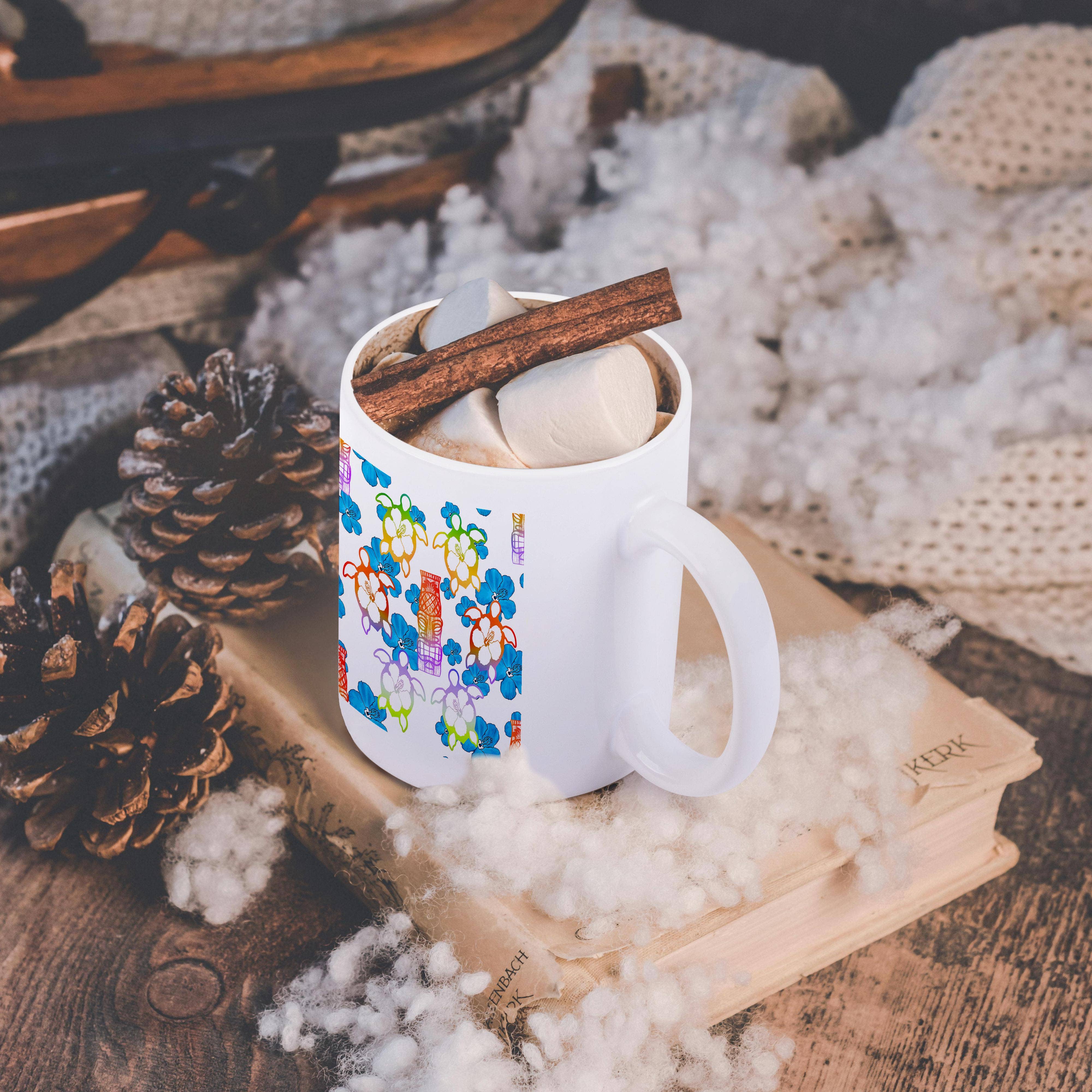 3dRose - Vendita all'ingrosso Tazza - 3dRose, design hawaiano di una statua tiki e simboli di tartaruga honu., Tazza11