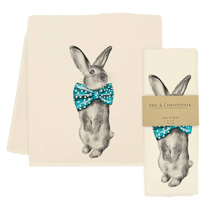 Bunny Bowtie Tea Towel for wholesale by Eric & Christopher