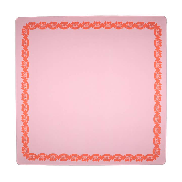 The Mahjong House - Wholesale Board Game - Pink & Coral Flower Border Mahjong Mat