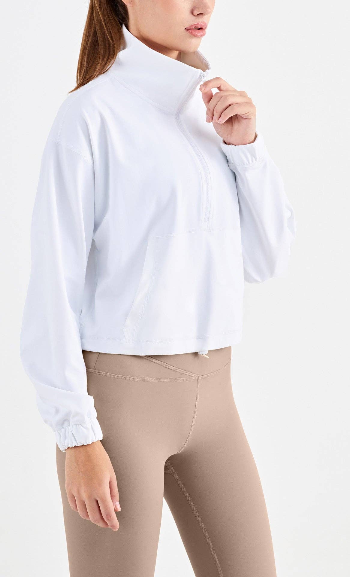 Active by Anna-Kaci – Engroshandel Træningsjakke - Dame – Buttery Blød Høj Hals Halv Zip Beskåret Jakke16