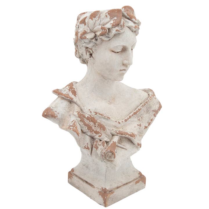 Sagebrook Home - Wholesale Sculpture - Resin Lady with Laurels Statue Woman Bust - White, 21 in.4