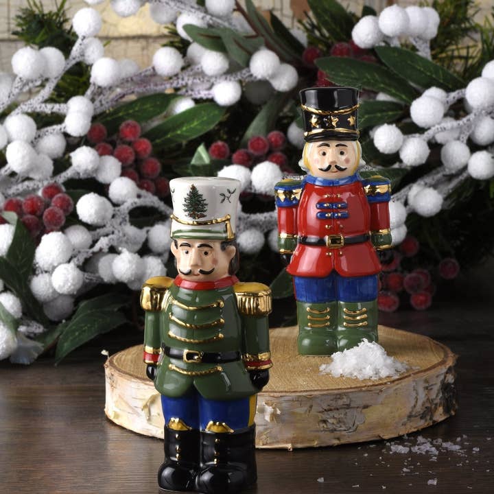 Portmeirion, Spode, Pimpernel, Nacthmann, Wrendale Designs - Wholesale Salt & Pepper Shaker Set - Spode Christmas Tree Nutcracker Salt and Pepper1