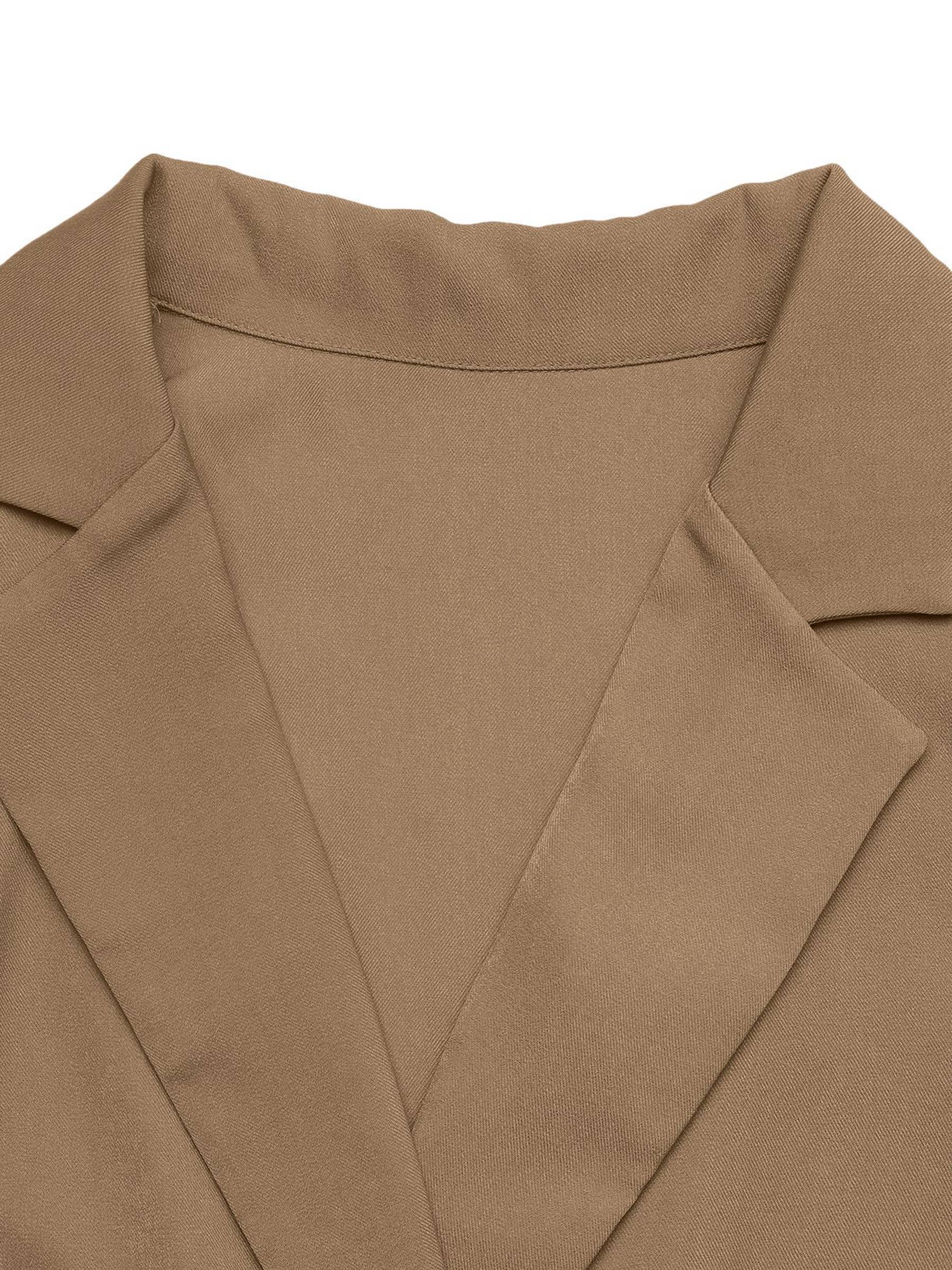 Brown Leopard Print Patchwork Suit Jacket for wholesale on Faire1