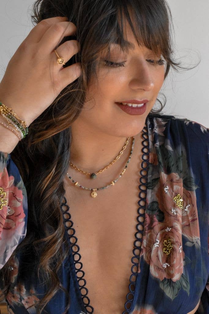 GINANDGER – wholesale Hänge-/berlockhalsband – Punky halsband med indiska agatstenar och gulddetaljer2