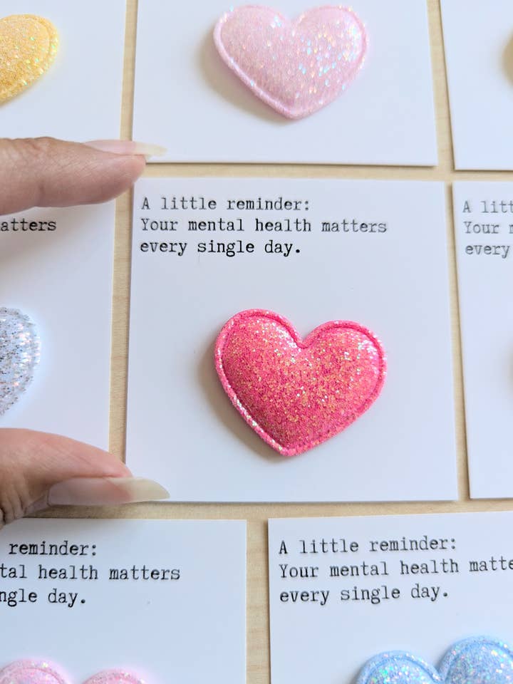Tarjeta Recordatoria de Salud Mental con Corazón de Purpurina Regalo para venta al por mayor de Uplifted Ink