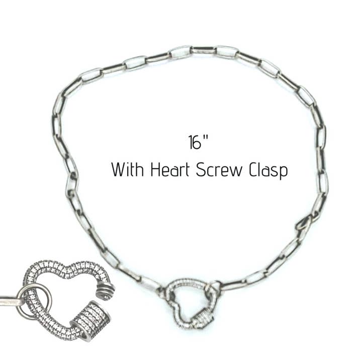 Silver Chain With Heart Screw Clasp for wholesale by Beauty In Stone Jewelry