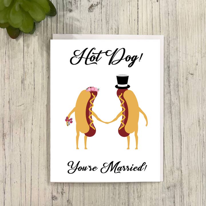 Great Odin's Hellos - Wholesale Wedding Card - Hot Dog Funny Wedding Card