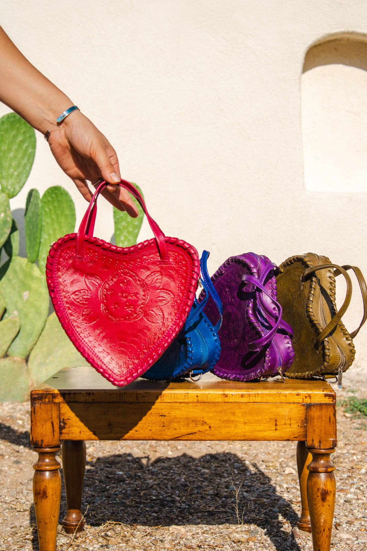 Adela Artisan Made LLC - Wholesale Crossbody Bag - Women's - Red Heart Leather Purse11