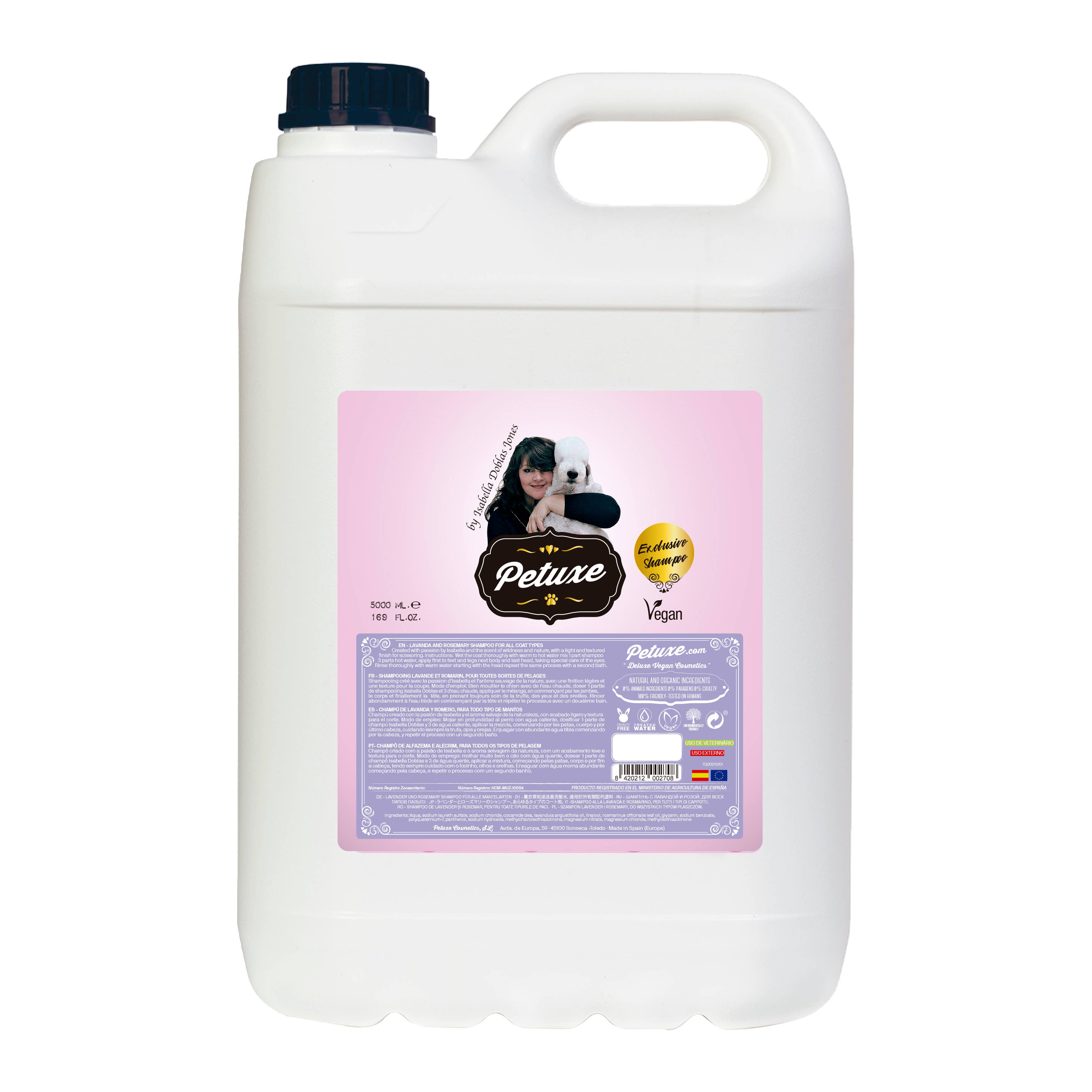 Valquer Laboratorios – Großhandel Haustierpflegeprodukt – Hund – Petuxe Shampoo von Isabella mit Lavendel und Rosmarin, 5000 ml0