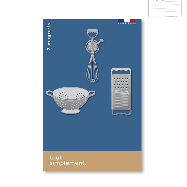Card of 3 Metal Magnets - Kitchen for wholesale by tout simplement