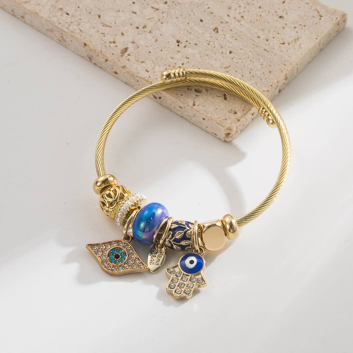 ACCITY - Wholesale Charm/Dangle Bracelet - Beaded Evil Eye Hand Charm Adjustable Bracelet_CWAJE059192