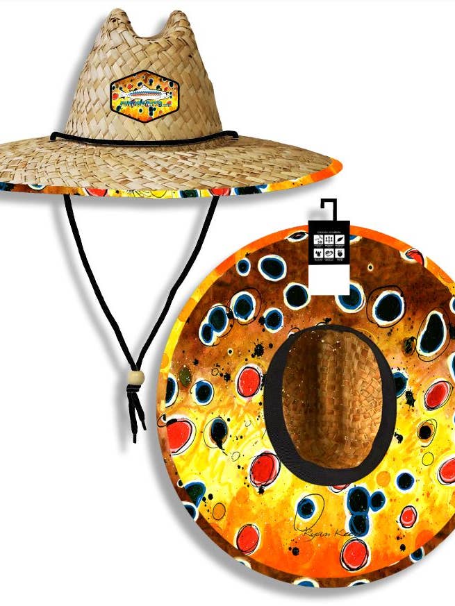 Brun Ørred2 Fisk Print Mønstret Stråsolhat for engroshandel hos Cognito Brands, Inc.