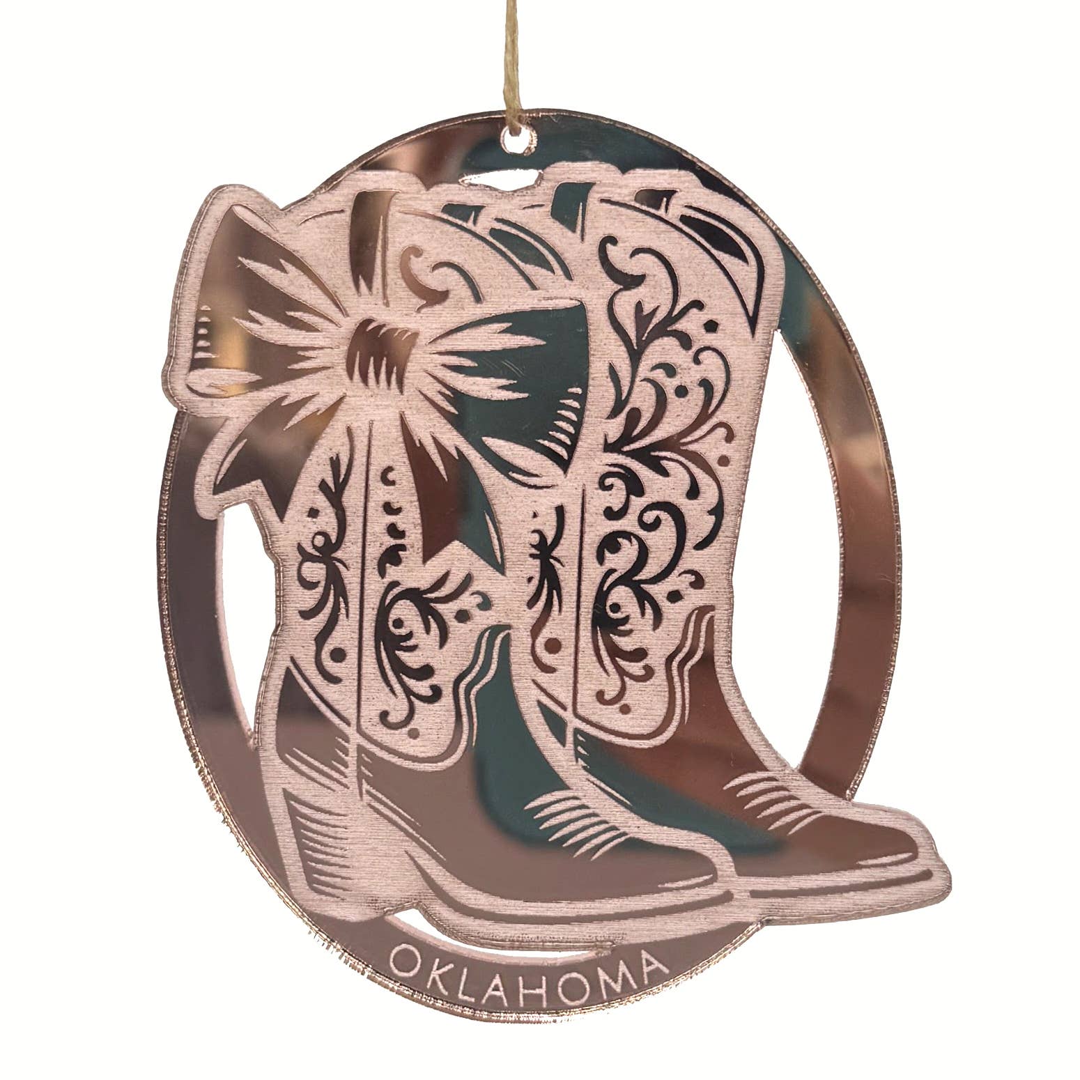 Art by Sharell - Wholesale Ornament Set - Mirrored Cowgirl Boots Ornament, Western Christmas Ornament5