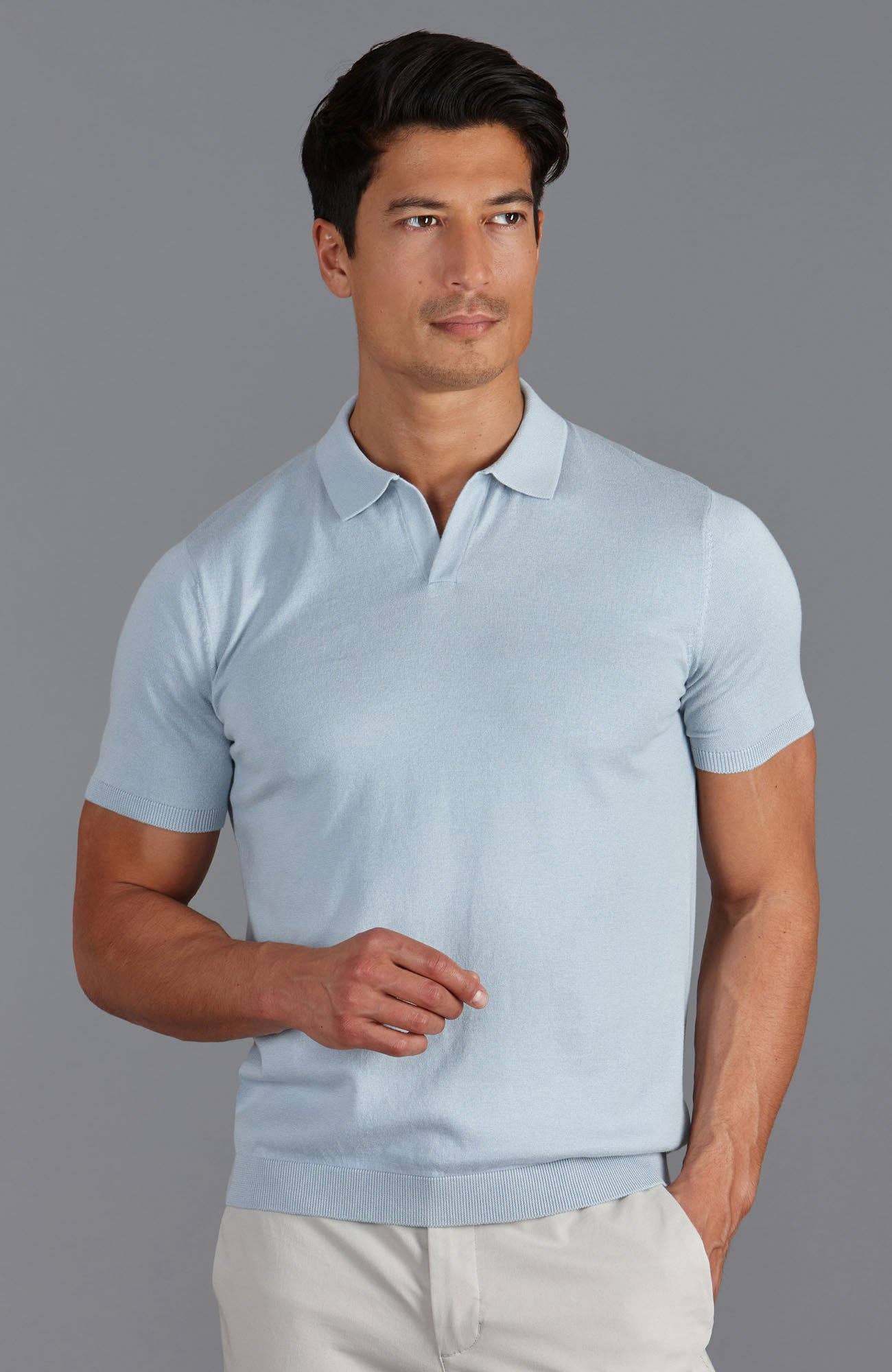 Paul James Knitwear - Wholesale Polo - Heren - Heren Ultra Fijne Katoenen Poloshirt Zonder Knopen6