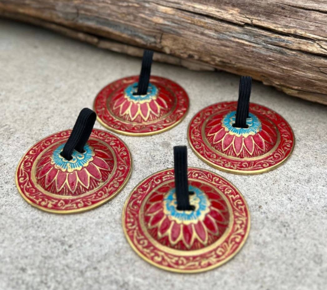 Lungta Imports - Vendita all'ingrosso Strumenti musicali - 2 paia di piatti da dito in ottone a forma di fiore di loto Zills per pancia 16